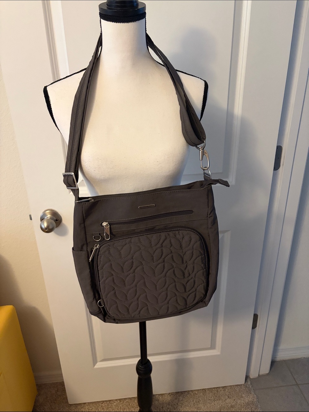 Travelon Quilted Crossbody Shoulder Bag - Gray Anti-Theft